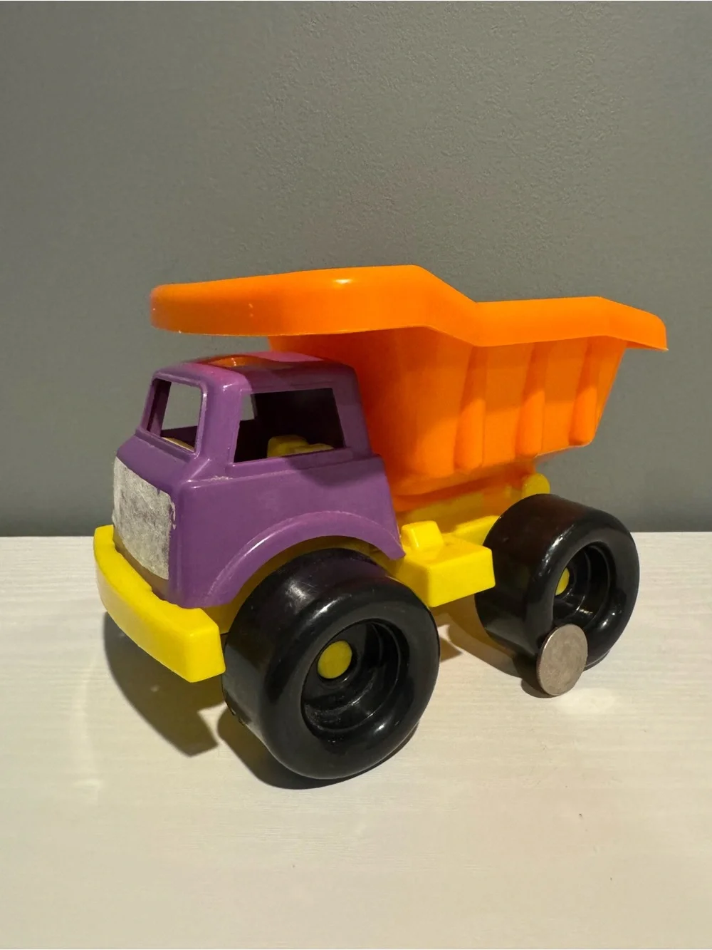 Purple & Orange Kids Dump Truck Toy - Sturdy Plastic Construction